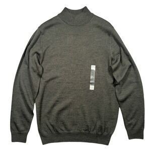 Linea Uomo Mock Neck Sweater Mens XLT Olive Green Merino Wool Blend NWT NEW